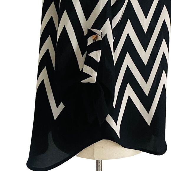 VTG A’Gaci Blouse Black White Chevron Sheer Made In USA Sz S Vintage Classic, S2 - Picture 4 of 7